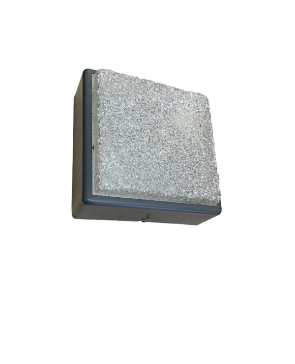 Applique carrée en verre et metal neuve d'un ancien stock / Oude vierkante glazen en metalen wandlamp nooit gebruikt /  New square glass and metal wall lamp from an old stock