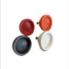 Bouton de meuble vintage en plastique blanc, brun foncé, orange et rouge. Ancien et jamais utilisé – Image 2