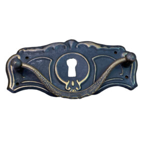 Poignée de meuble old style en laiton estampé patiné sombre