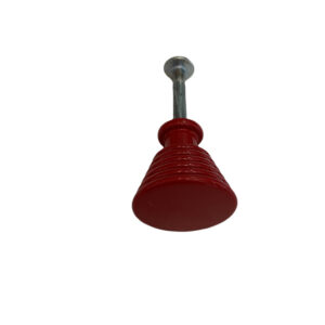 Bouton de meuble vintage en laiton massif laqué rouge brillant