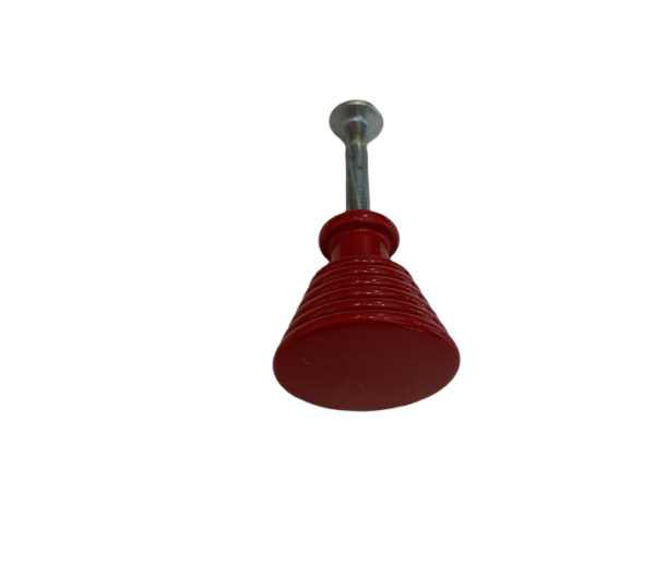 Bouton de meuble vintage en laiton massif laqué rouge brillant