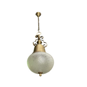 Lampe de hall neuve d’ancien stock en verre taillé et laiton / Hall lamp new from old stock in cut glass and brass/  Hallamp nieuw uit oude voorraad in geslepen glas en messing
