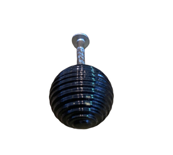 Bouton de meuble vintage en laiton massif laqué noir brillant