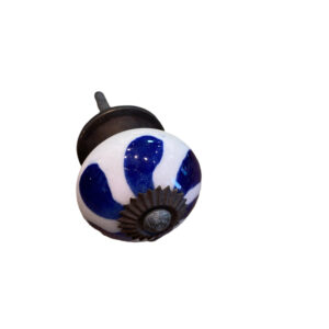 Bouton en faïence blanc et bleu