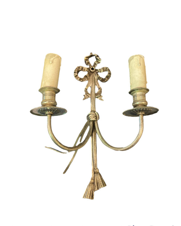 Applique en laiton nickelé /  Wandlamp van vernikkeld messing / Wall lamp in nickel-plated brass