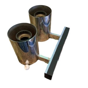 Applique avec deux tubes en metal chromé ancienne et jamais utilisé/ Wall lamp with two tubes in old chrome metal and never used/ Wandlamp met twee buizen in oud chroom metaal en nooit gebruikt